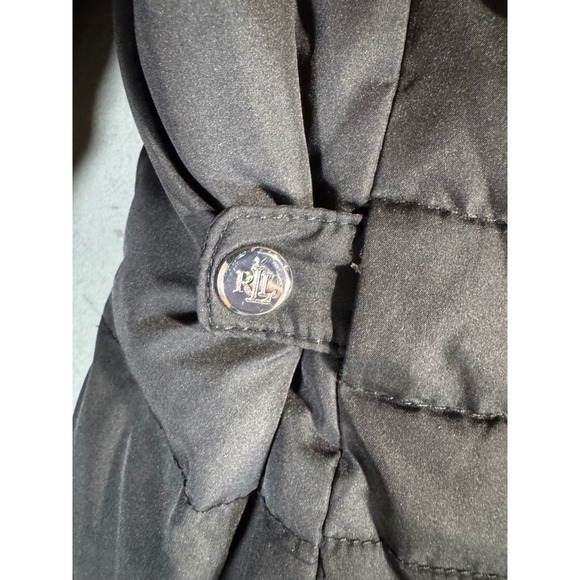 Lauren Ralph Lauren Black Puffer Coat  Hooded Goose Down Sherpa Lined Size S - Picture 6 of 9